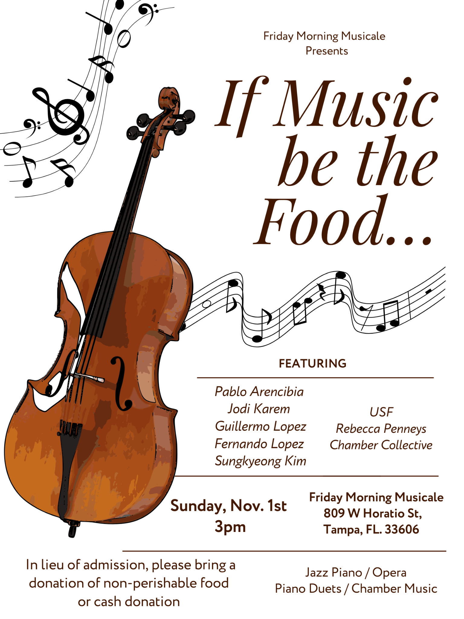 Concert flyer for If Music be the Food…, Sunday, November 1, 2026. Select poster for event details.